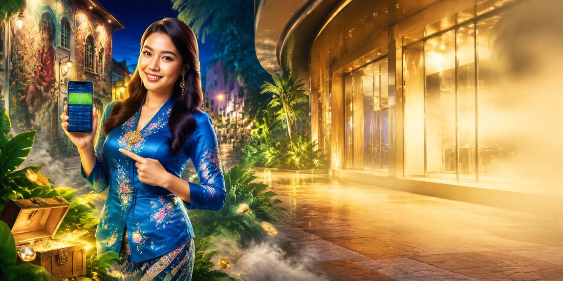 Aplikasi kasino di Penang dengan tema baju kurung dan suasana budaya Melayu yang kaya dan moden