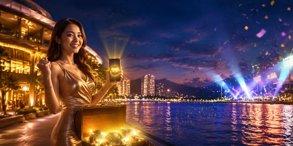 A vibrant casino entertainment gaming scene in Penang with colourful lights and modern slots